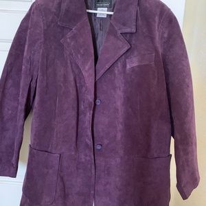 Purple leather suede blazer, 20